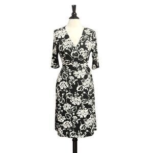 B. Smart Black & Cream Women’s Floral Wrap Dress Size 13/14